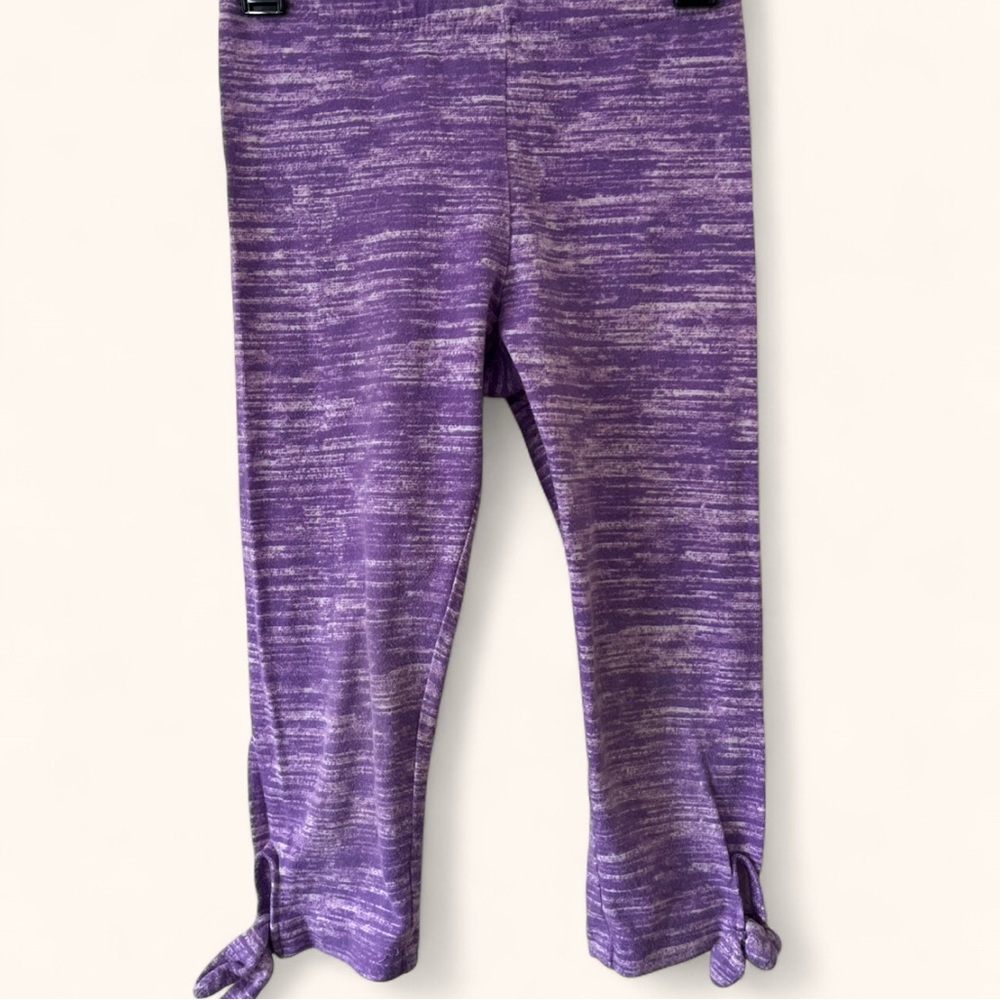 Girls XS 5 Old Navy Tie Hem Purple White Heather Stretch Leggings